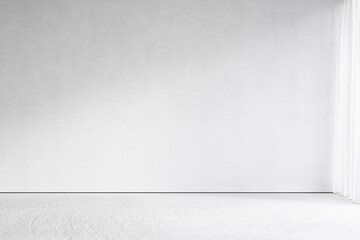 Contemporary white empty interior blank wall. 3d render illustration mockup.
