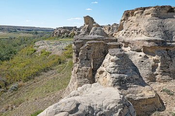 Rock formations in Writing on Stone Provincial Park, Alberta, Canada