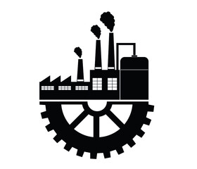 factory and gear symbol. smart production process.