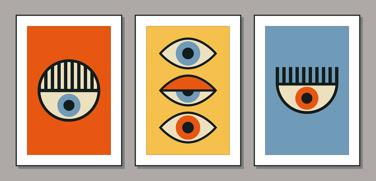 Set of minimal 20s geometric design posters, vector template