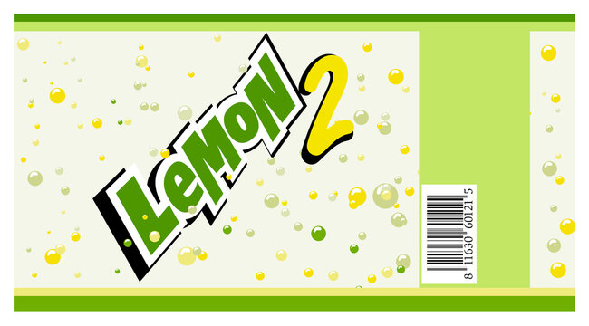 Lemon soda label design. Vector Illustration.