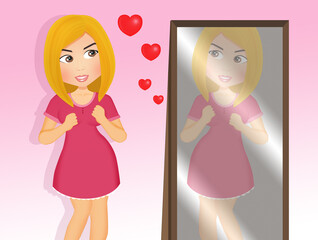 illustration of narcissist girl
