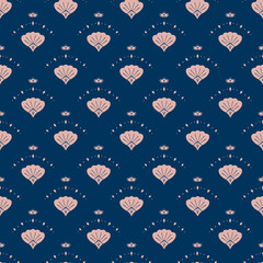 Art Deco Shells Digital Papers, Seamless Patterns, Marine background Illustration, 12 inches