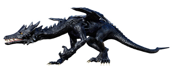 3D Rendering Fairy Tale Dragon on White