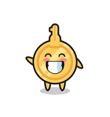 key cartoon character doing wave hand gesture