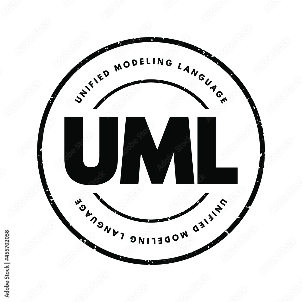 Poster uml - unified modeling language acronym, technology concept background