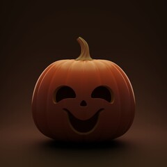 Happy Halloween background with carved pumpkin. 3d render