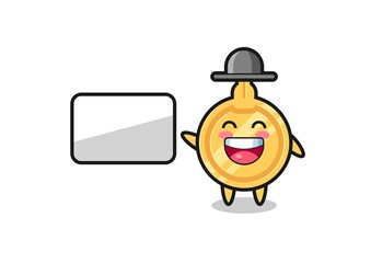 key cartoon illustration doing a presentation