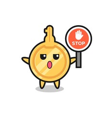 key character illustration holding a stop sign