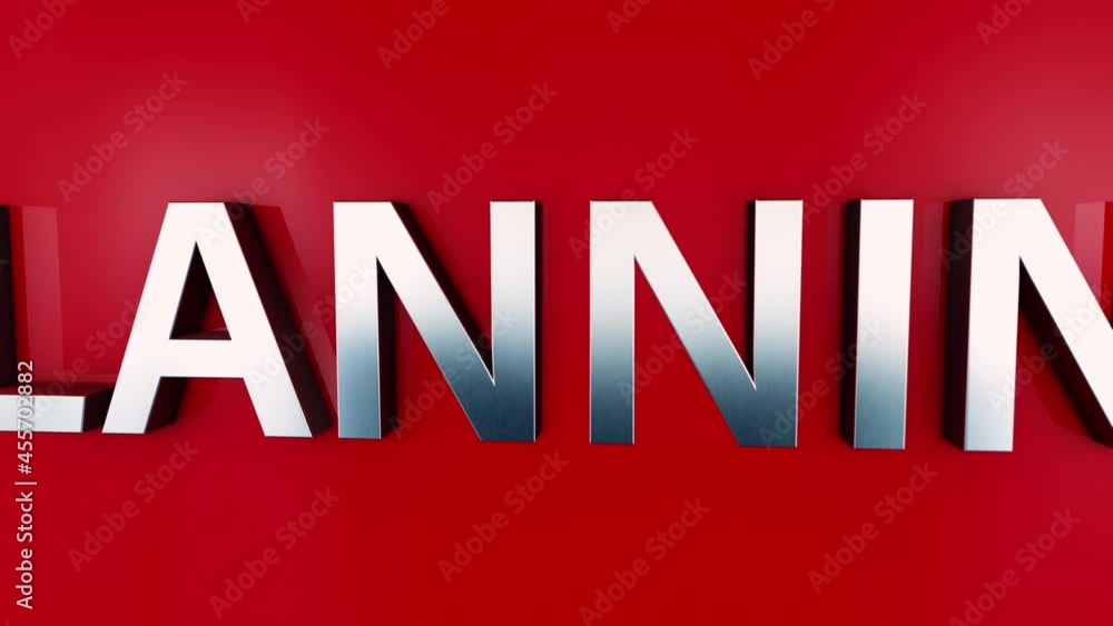 Poster 3d chrome text word flying of business success concept animation effect on red background.4k 3d anim