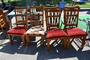 Fototapeta na wymiar Chairs for Sale at a Yard Sale
