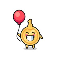 key mascot illustration is playing balloon