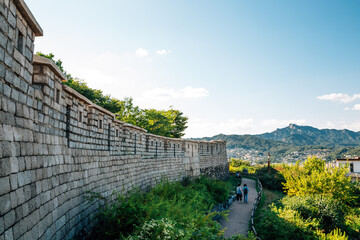 Naksan park fortress trail in Seoul, Korea - obrazy, fototapety, plakaty