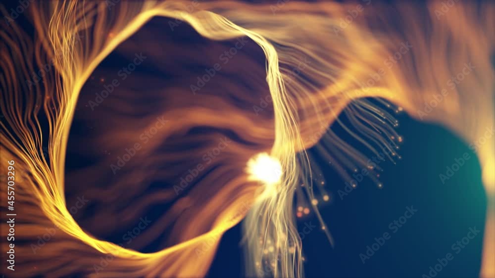 Poster abstract fluid particles graphic intro background/ 4k animation of an abstract fluid particles backg