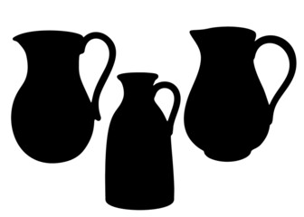 Large decanters included. Vector image.
