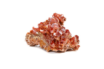 Macro mineral stone Vanadinite on a white background
