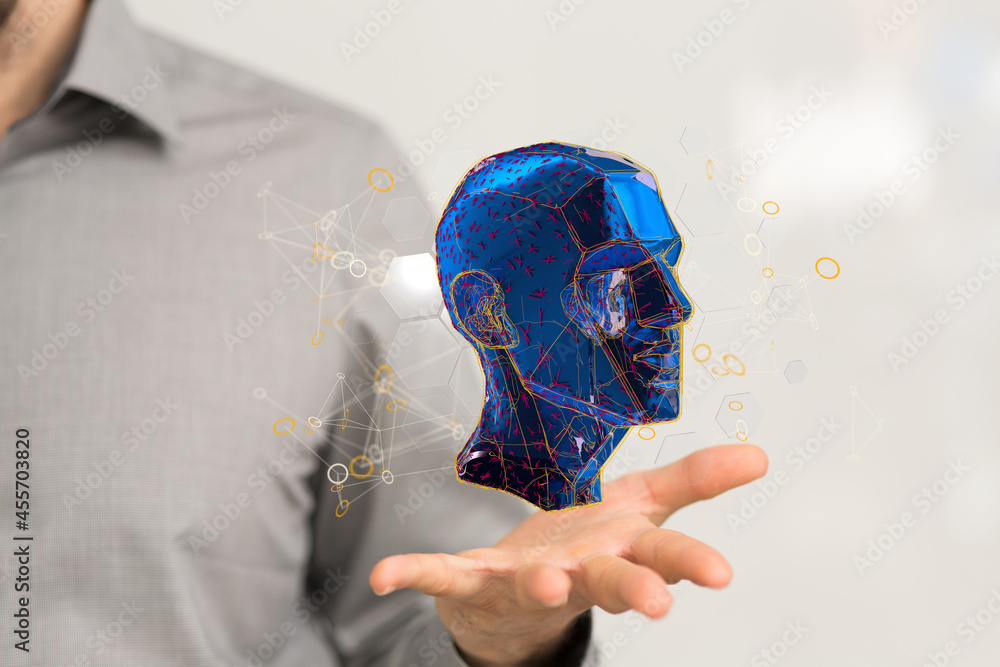 Poster artificial intelligence concept. virtual technology web background