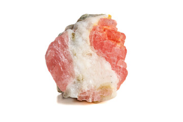 Macro of the mineral stone Rhodochrosite on a white background