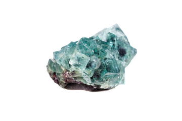 Macro mineral stone Fluorite on a white background