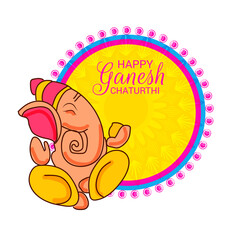Vector illustration for Traditional Indian Festival Celebrate Happy Ganesh Chaturthi. Abstract text Space Background.