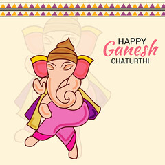 Vector illustration for Traditional Indian Festival Celebrate Happy Ganesh Chaturthi. Abstract text Space Background.