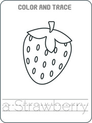 Strawberry Coloring Pages Early Learning Worksheets Workbook Tracing