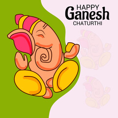 Vector illustration for Traditional Indian Festival Celebrate Happy Ganesh Chaturthi. Abstract text Space Background.