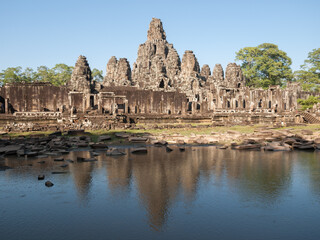 Fototapeta na wymiar Bayon, Siem Reap, Cambodia - built by Jayavarman VII with 54 towers with 216 smiling faces