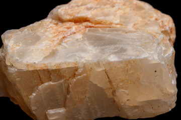 Macro mineral stone Moonstone a black background