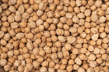 Dried chickpeas taken from top view