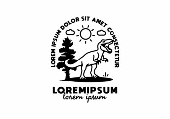 Black line art of dinosaur with lorem ipsum text