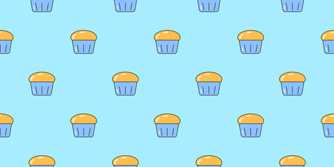 Cupcake seamless pattern. Vector cupcake background for design. Food concept.