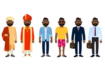 Indian man in national and modern clothes. Vector clipart. - 455709659