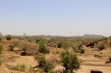 Traditional urban house on hill in village