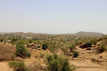 Traditional urban house on hill in village