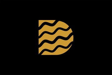 Letter D and dive wave logo design vector. Abstract natural logo design.