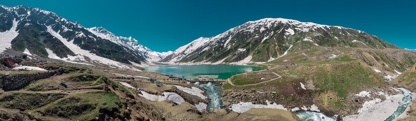 Naklejka na ściany i meble Saiful Malook, is a mountainous lake located in the Mansehra district of Khyber Pakhtunkhwa, about 9 km (5.6 mi) at the northern end of the Kaghan Valley! 