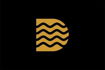 Letter D and dive wave logo design vector. Abstract natural logo design.