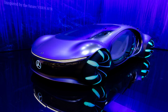 Mercedes-Benz Vision AVTR intuitive smart concept car, reading your mind while driving, showcased at the IAA Mobility 2021 motor show in Munich, Germany