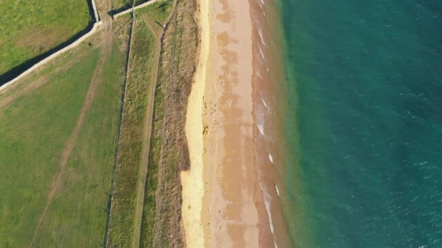 Aerial drone view of Hive Beach, in the Jurassic coast, Dorset, England