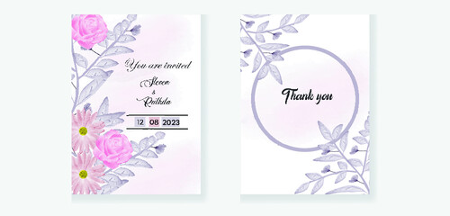 Golden floral frame background, invitation card splash with watercolor nature Free Vector