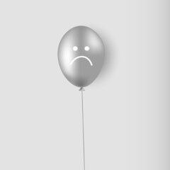A sad balloon. A sad, smiling face. Vector illustration