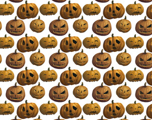 Obraz premium realistic illustration in warm shades of orange. Pattern with pumpkins for Halloween.