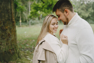 Beautiful couple spend time outside