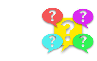 Speech bubbles With Question mark. many questions in Bubble Speech On white Background. 