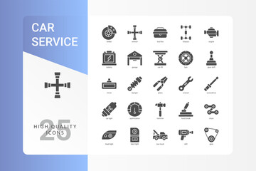 Car Service icon pack for your website design, logo, app, UI. Car Service icon glyph design. Vector graphics illustration and editable stroke.