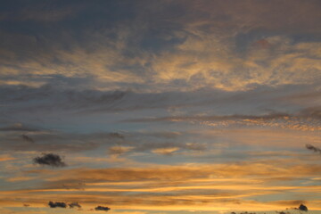 Sunset sky and fluffy clouds