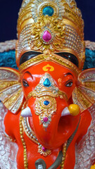 Hindu God Ganesha. Ganesha Idol on plain background.