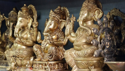 Indian Hindu God Lord Ganesha Statues, Coated with colors and sold for Ganesh Chathurthi