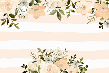 White peach floral background with watercolor